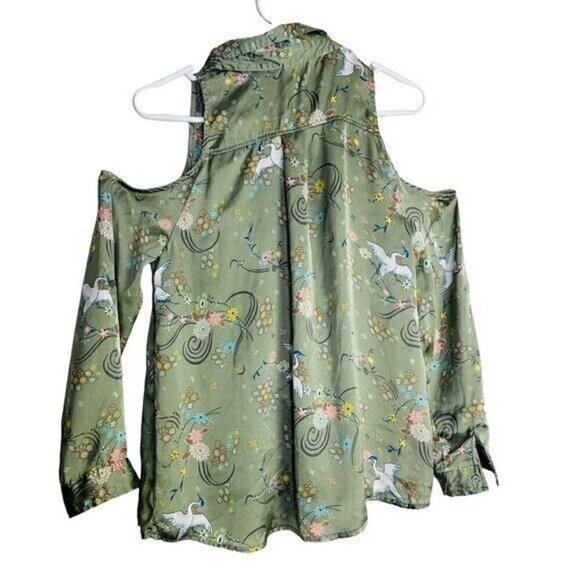 Love Tree Los Angeles Cold Shoulder Floral Birds Top - Small - Picture 2 of 9